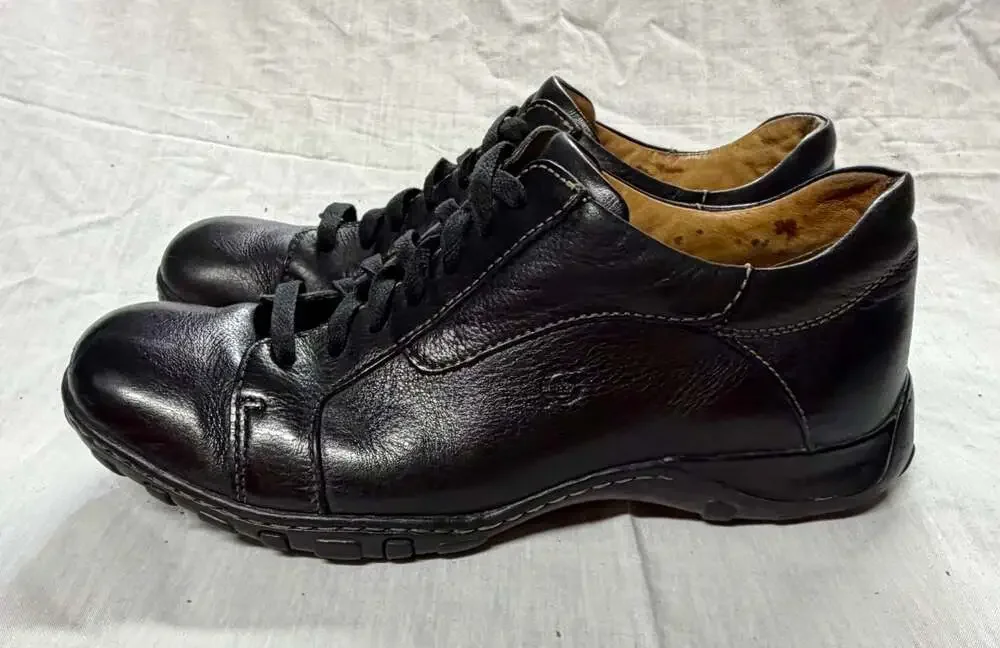 Born M3258 Men's Black Leather Casual Lace-Up Shoes
